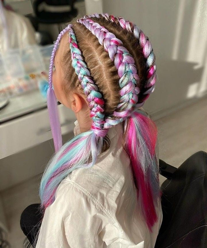 (4) Dutch Braids with Straightened Hair