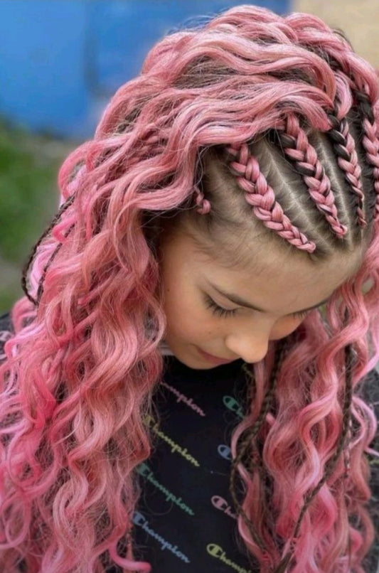 (6-8)Braids with Curls