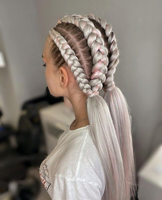 (4) Dutch Braids with Straightened Hair